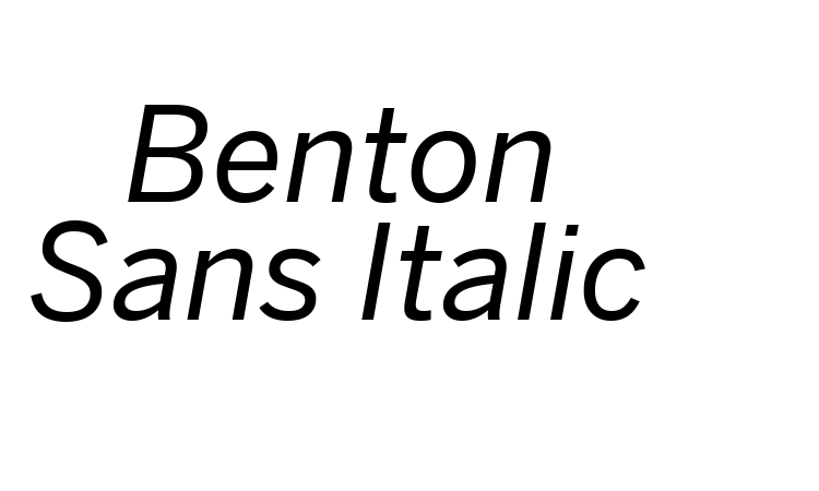 Benton Sans Italic font