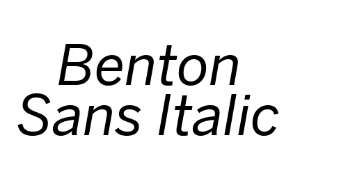 Benton Sans Italic font